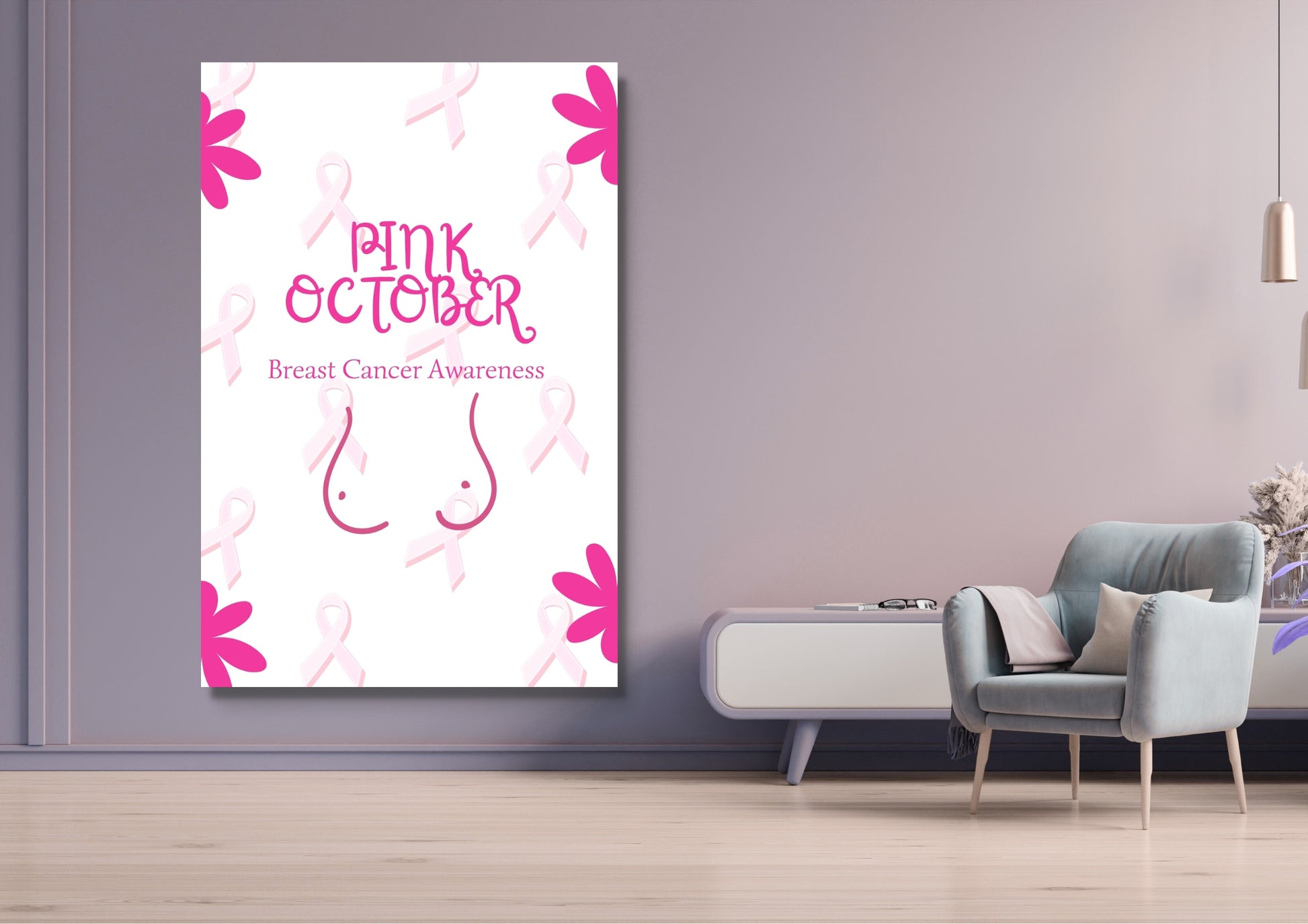 ENSEMBLES DE 8 AFFICHES NUMERIQUES COLLECTION OCTOBRE ROSE (42X59.4CM) - Creativehandgallery