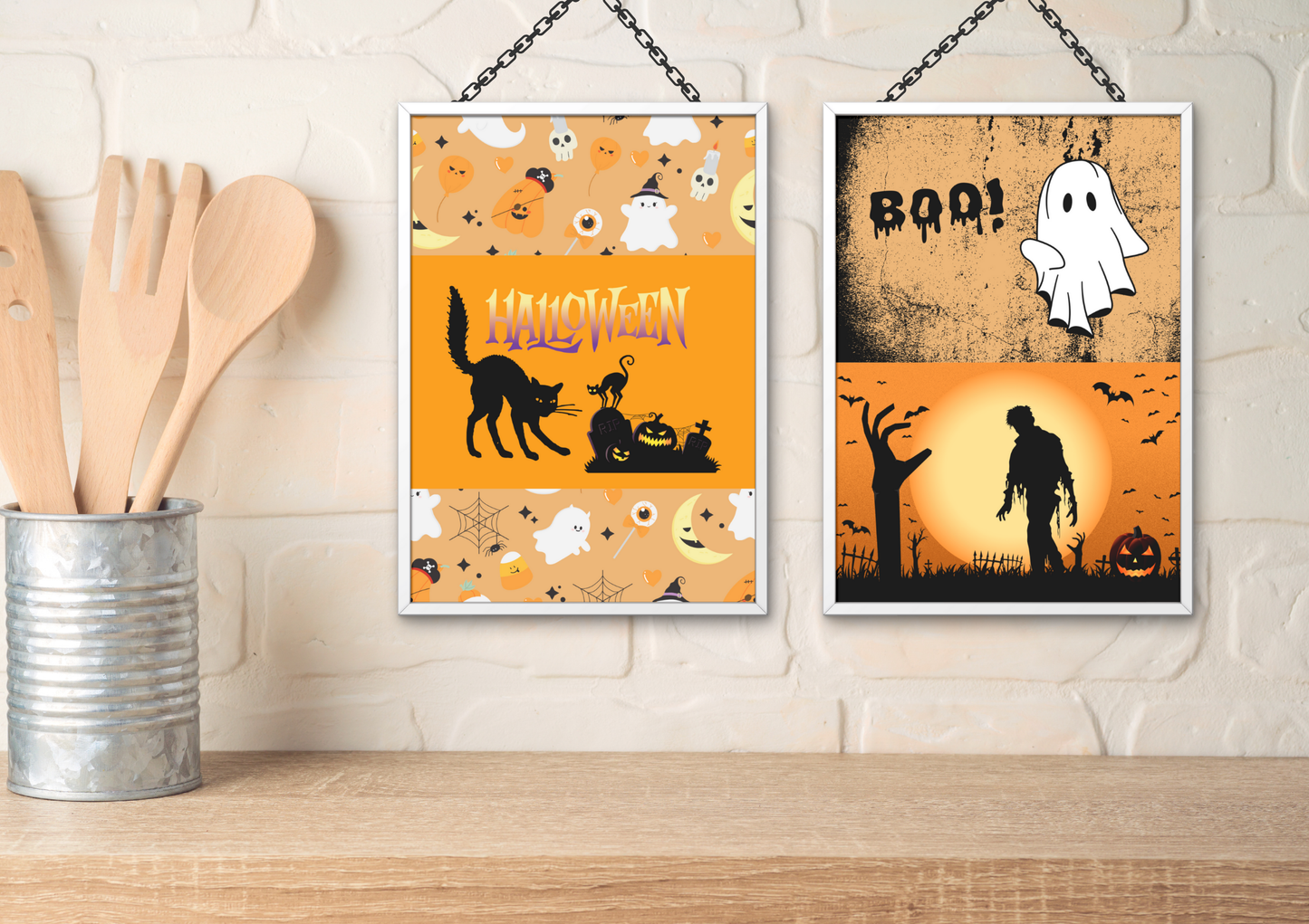ENSEMBLES DE 8 AFFICHES NUMERIQUES COLLECTION  HALLOWEEN 1 (42X59.4CM) - Creativehandgallery