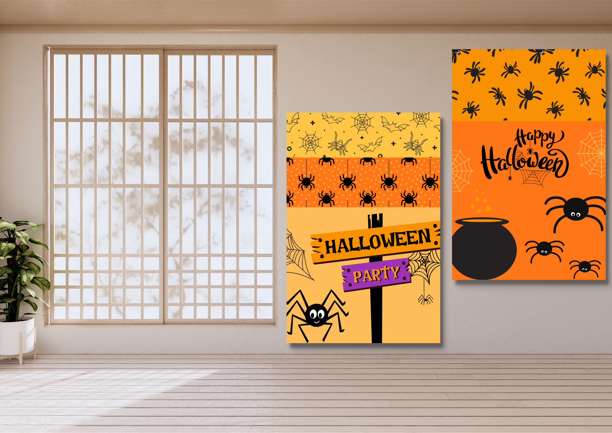 ENSEMBLES DE 6 AFFICHES NUMERIQUES COLLECTION  HALLOWEEN ARAIGNEE (42X59.4CM) - Creativehandgallery