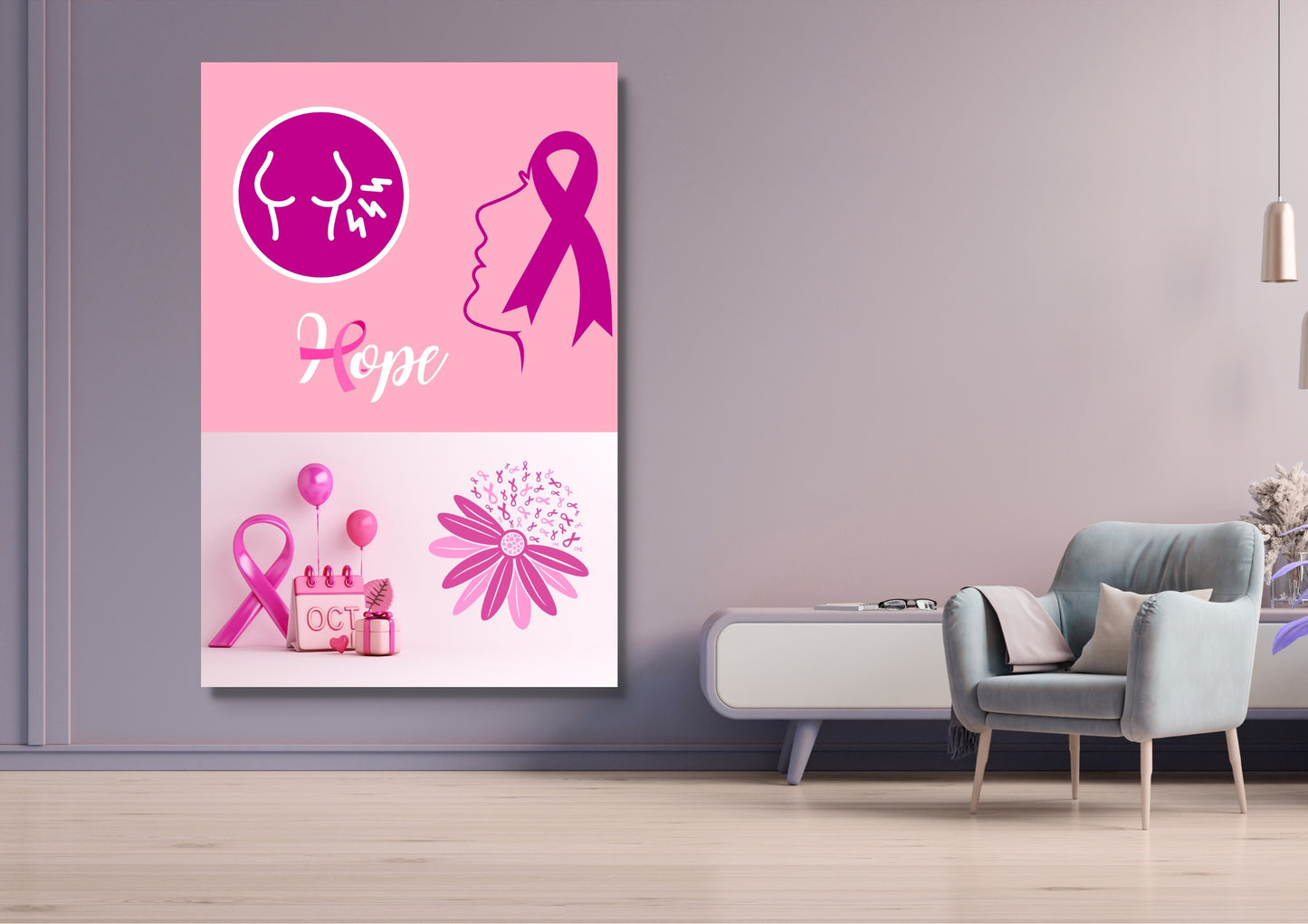 ENSEMBLES DE 8 AFFICHES NUMERIQUES COLLECTION OCTOBRE ROSE (42X59.4CM) - Creativehandgallery