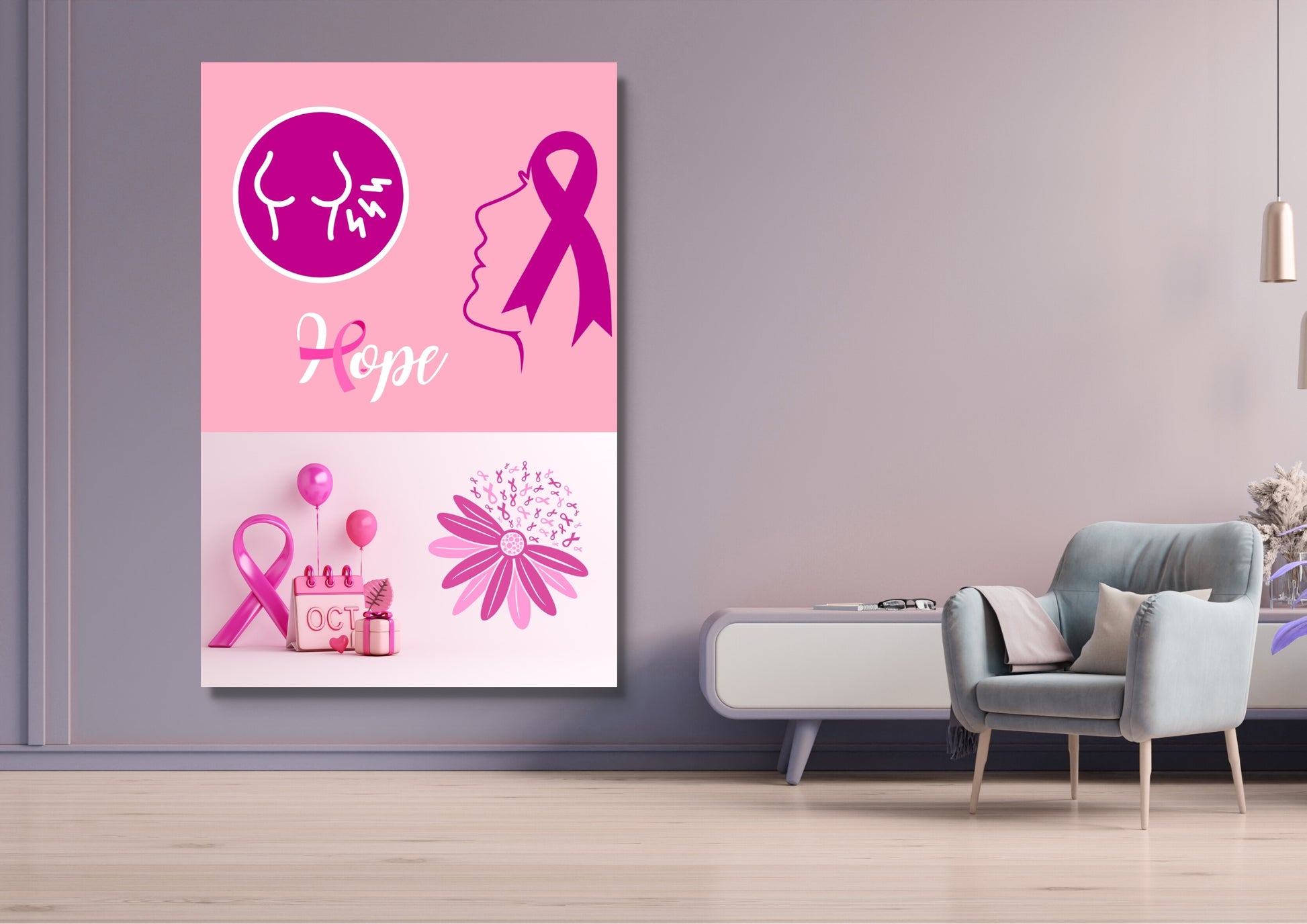 ENSEMBLES DE 8 AFFICHES NUMERIQUES COLLECTION OCTOBRE ROSE (42X59.4CM) - Creativehandgallery