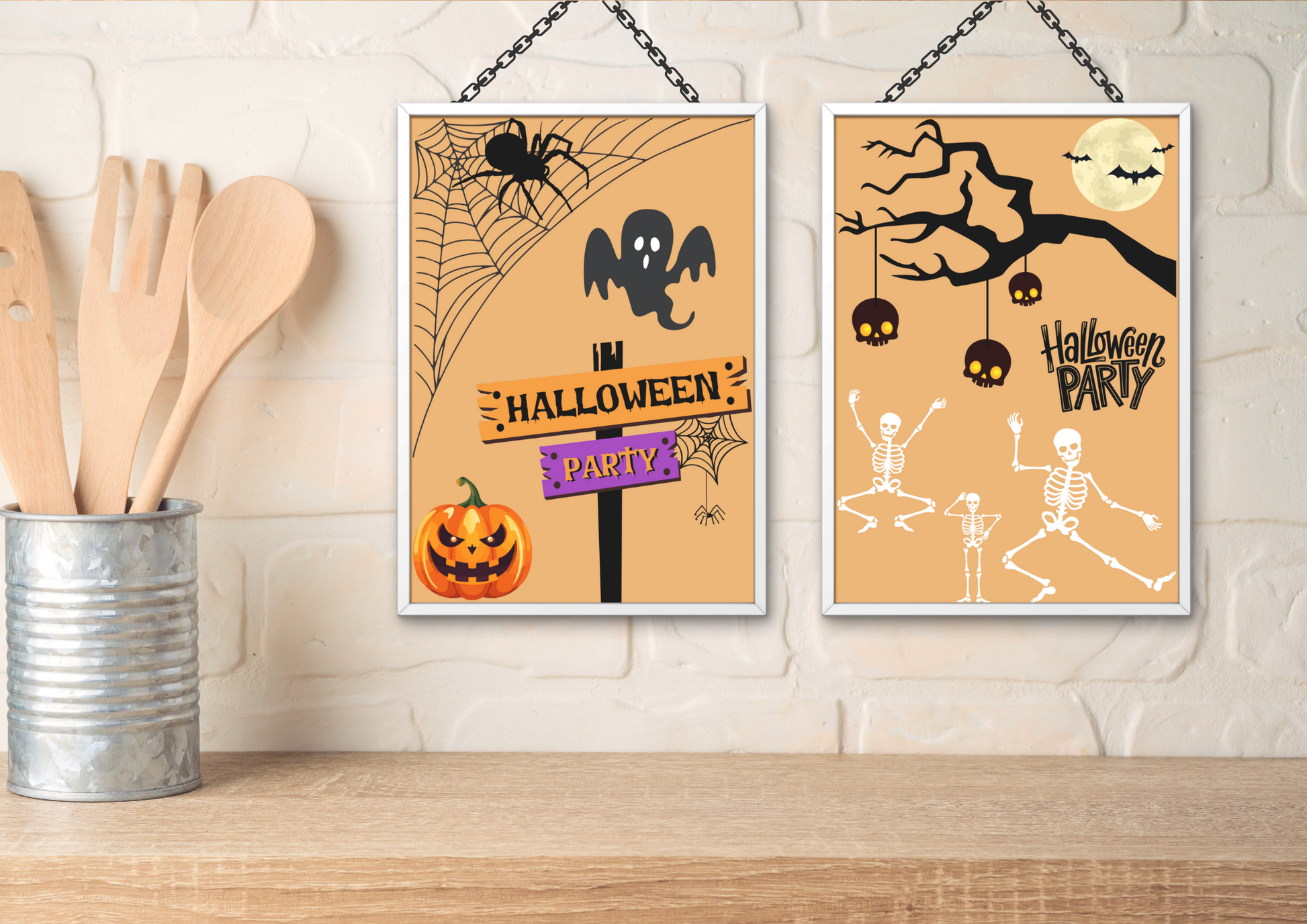ENSEMBLES DE 8 AFFICHES NUMERIQUES COLLECTION  HALLOWEEN 1 (42X59.4CM) - Creativehandgallery