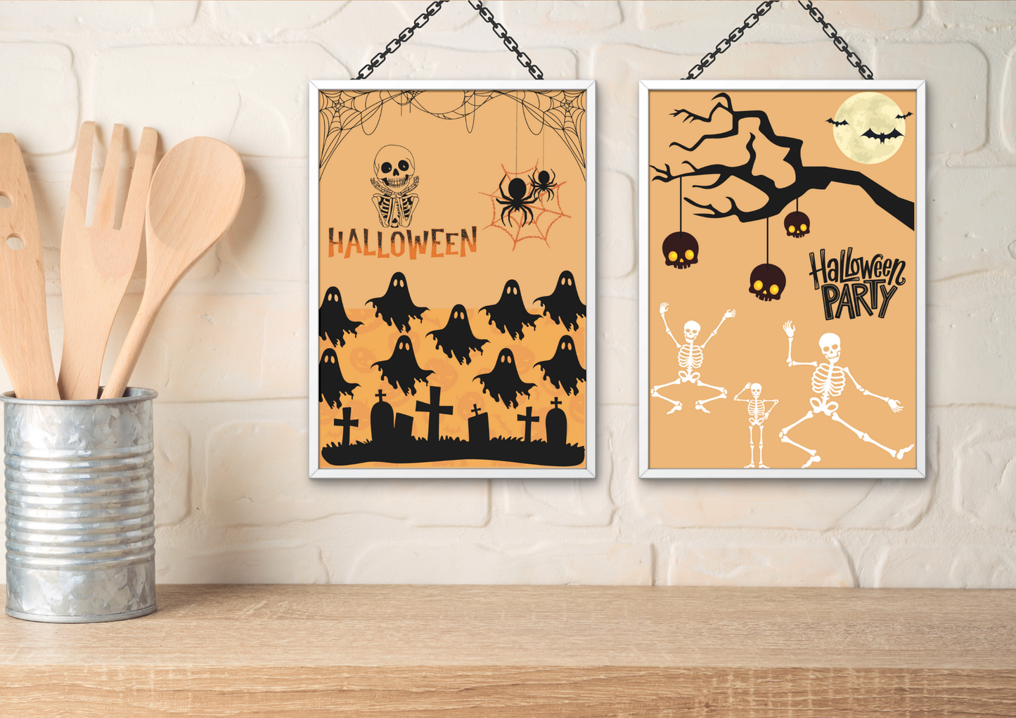 ENSEMBLES DE 8 AFFICHES NUMERIQUES COLLECTION  HALLOWEEN 1 (42X59.4CM) - Creativehandgallery