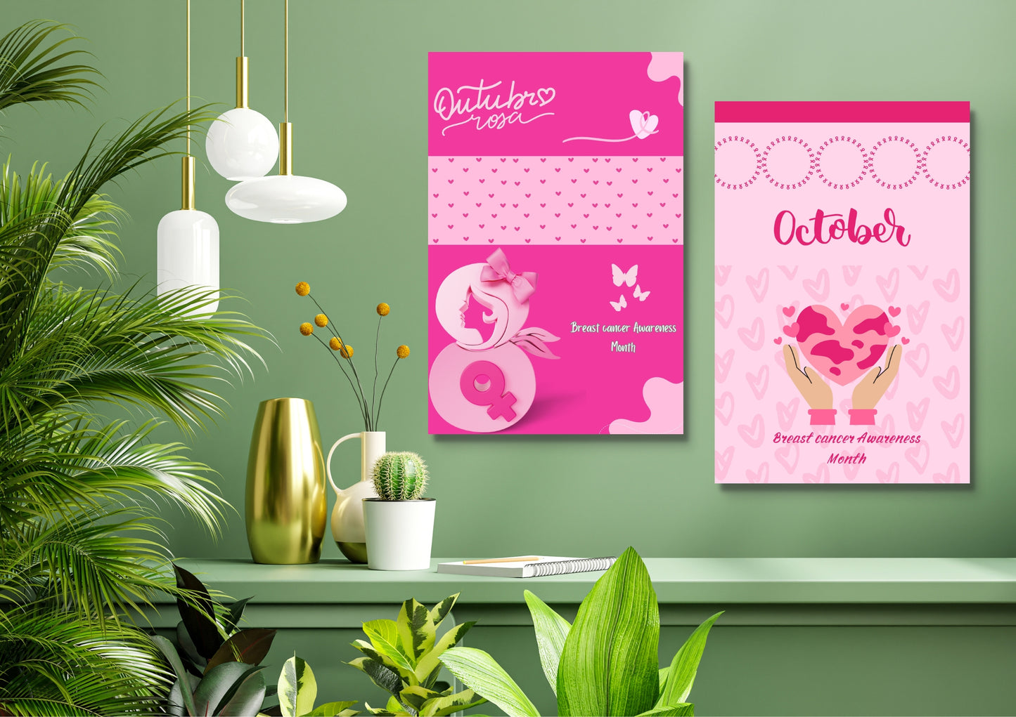ENSEMBLES DE 8 AFFICHES NUMERIQUES COLLECTION OCTOBRE ROSE (42X59.4CM) - Creativehandgallery