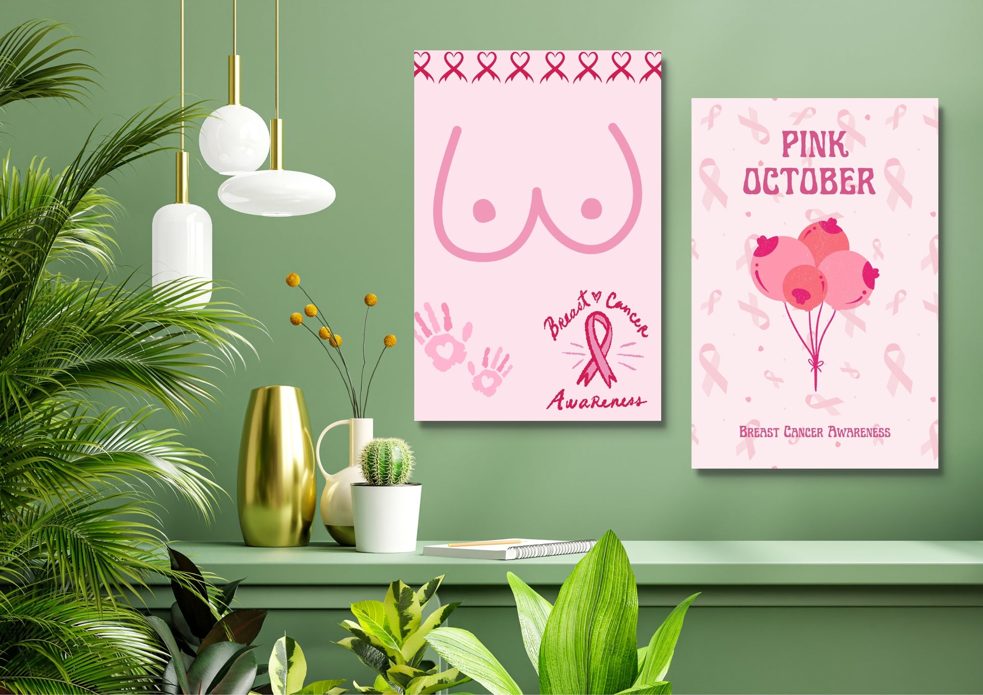 ENSEMBLES DE 8 AFFICHES NUMERIQUES COLLECTION OCTOBRE ROSE (42X59.4CM) - Creativehandgallery