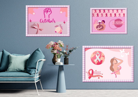 ENSEMBLES DE 6 AFFICHES NUMERIQUES COLLECTION OCTOBRE ROSE (59.4X42 CM) - Creativehandgallery
