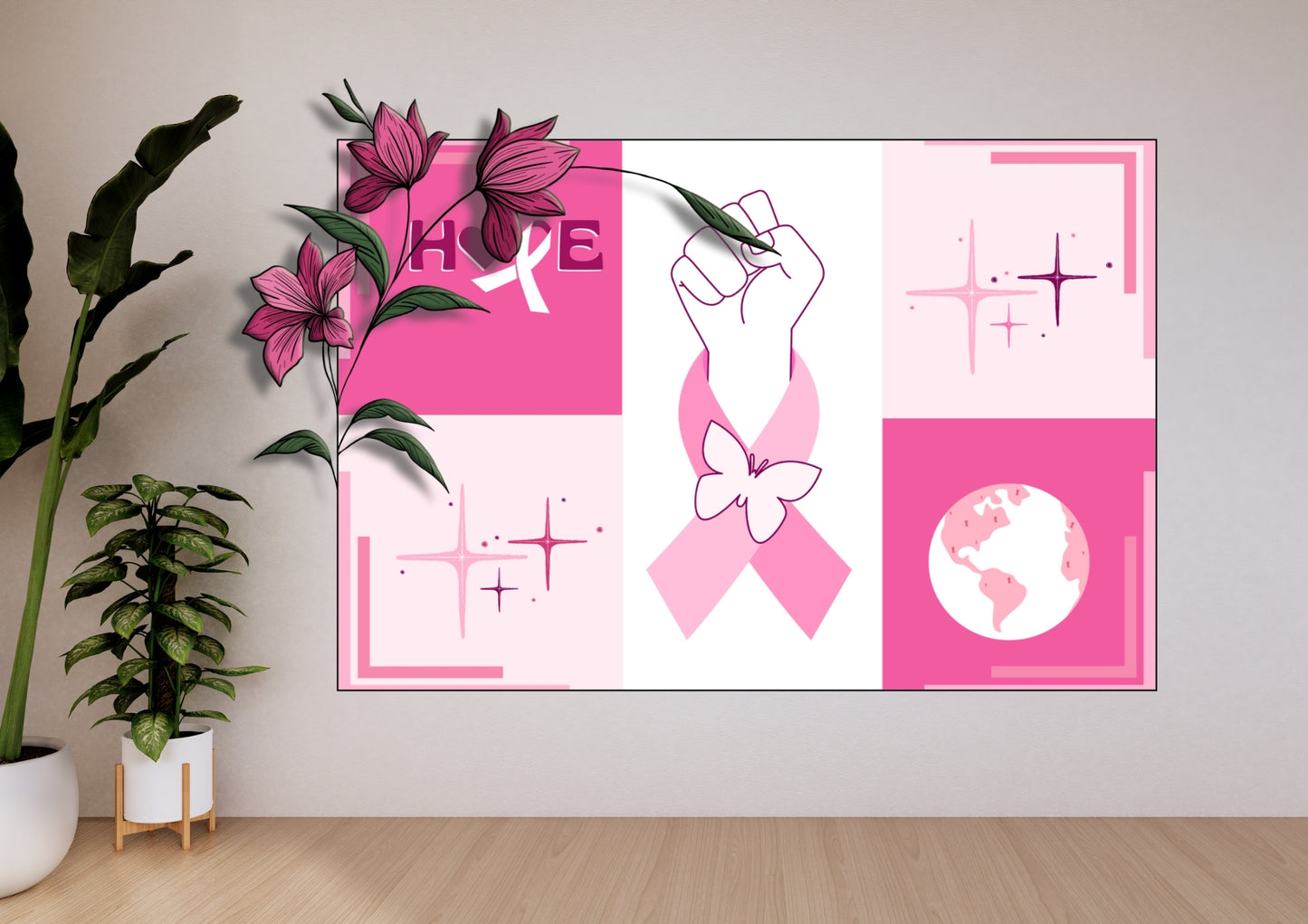 ENSEMBLES DE 6 AFFICHES NUMERIQUES COLLECTION OCTOBRE ROSE (59.4X42 CM) - Creativehandgallery