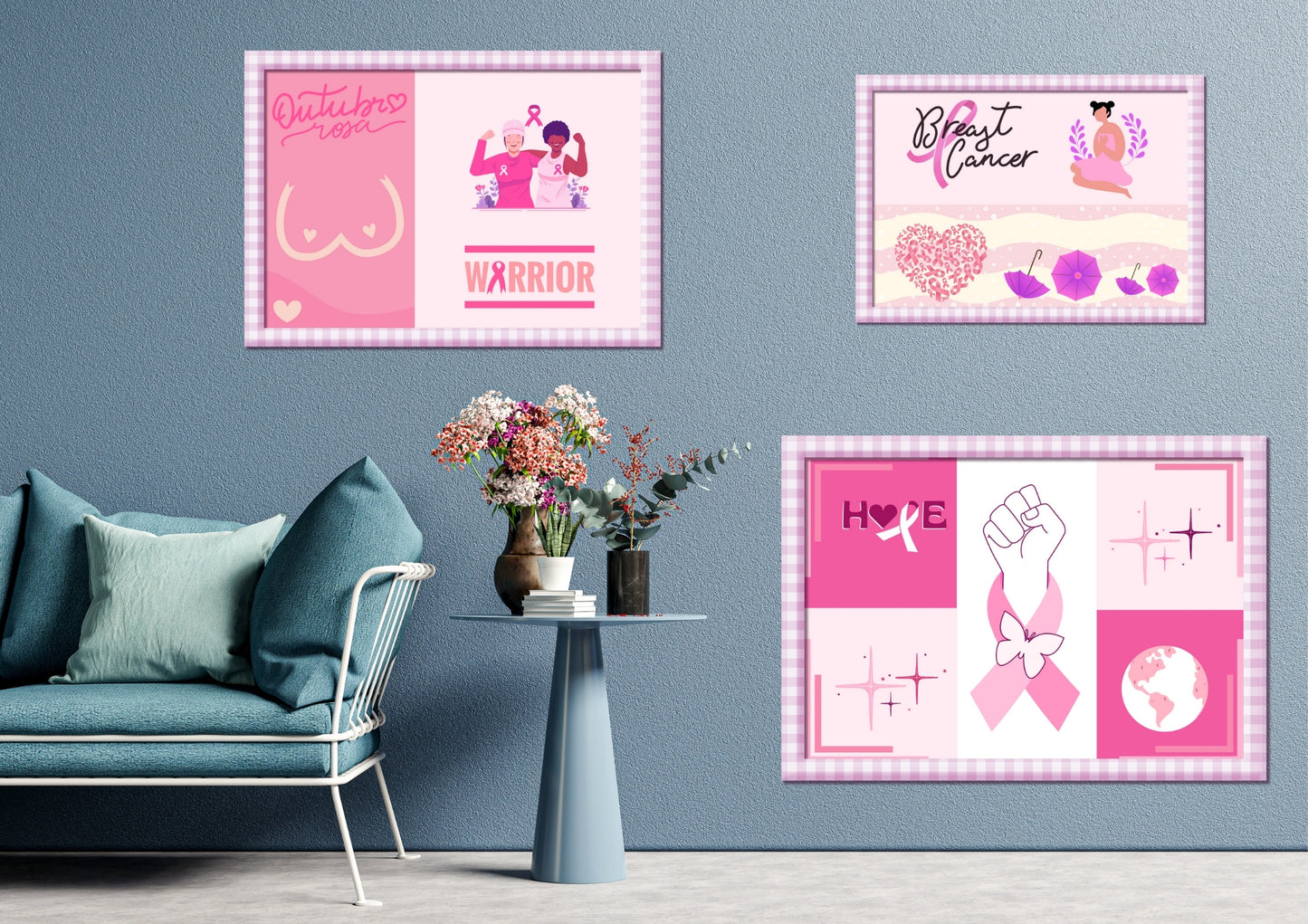 ENSEMBLES DE 6 AFFICHES NUMERIQUES COLLECTION OCTOBRE ROSE (59.4X42 CM) - Creativehandgallery