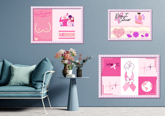 ENSEMBLES DE 6 AFFICHES NUMERIQUES COLLECTION OCTOBRE ROSE (59.4X42 CM) - Creativehandgallery