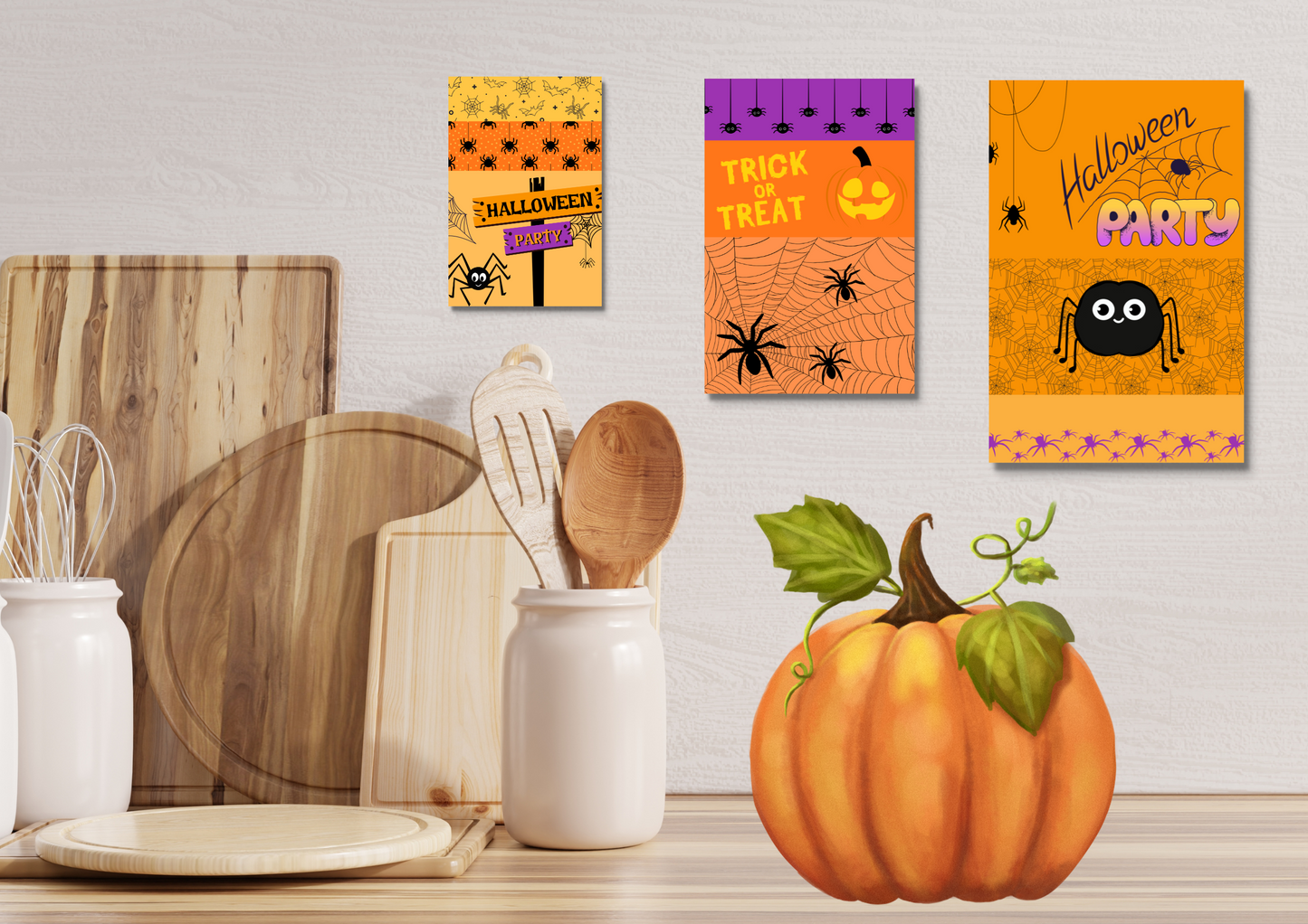ENSEMBLES DE 6 AFFICHES NUMERIQUES COLLECTION  HALLOWEEN ARAIGNEE (42X59.4CM) - Creativehandgallery