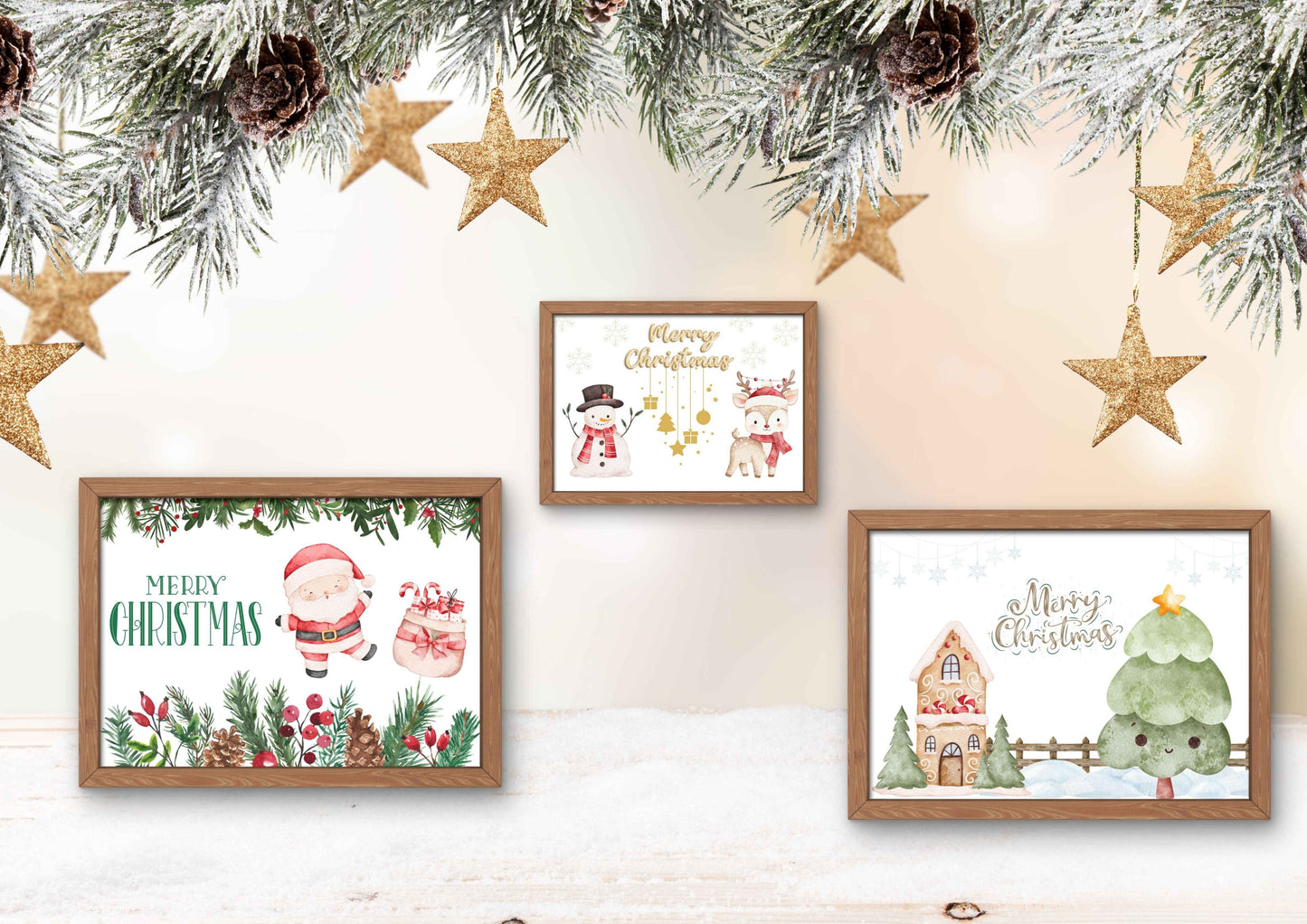 Ensembles de 6 affiches numériques Noël décoration maison (59.4x42 cm)