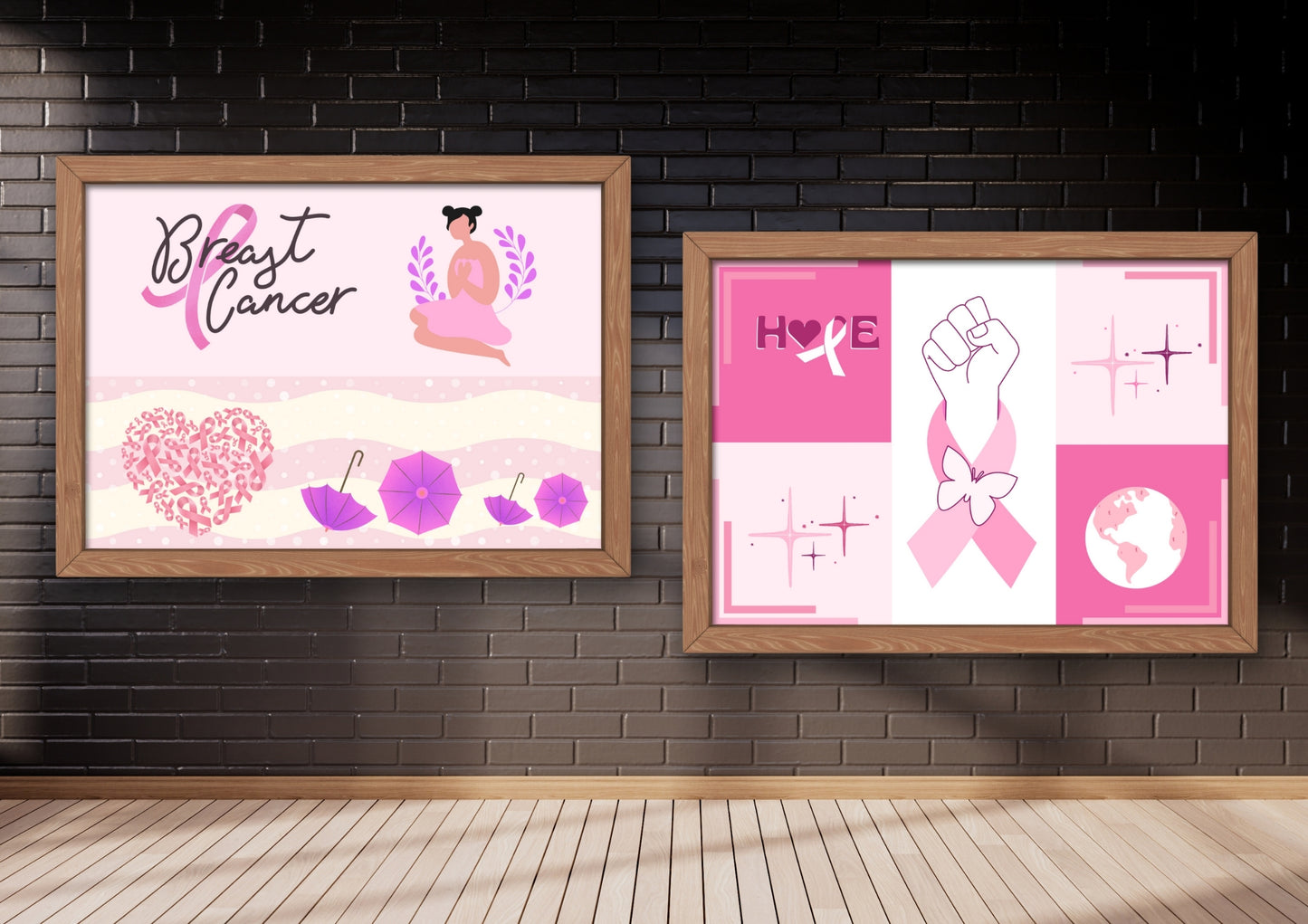 ENSEMBLES DE 6 AFFICHES NUMERIQUES COLLECTION OCTOBRE ROSE (59.4X42 CM) - Creativehandgallery