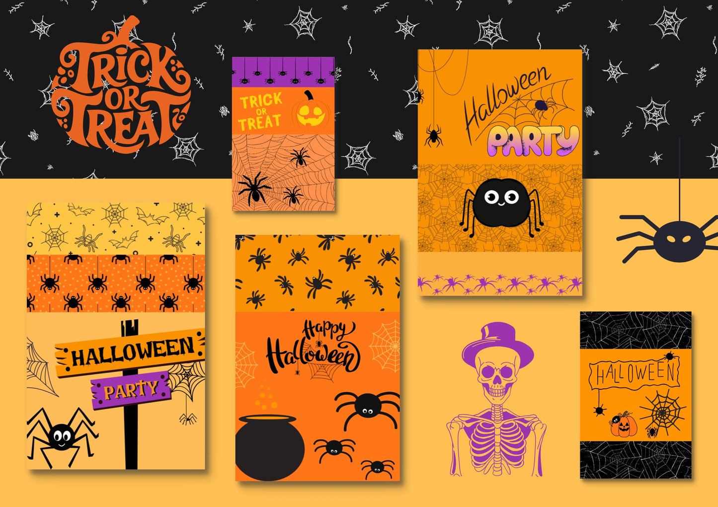 ENSEMBLES DE 5 AFFICHES NUMERIQUES COLLECTION  HALLOWEEN 1 (42X59.4CM) - Creativehandgallery